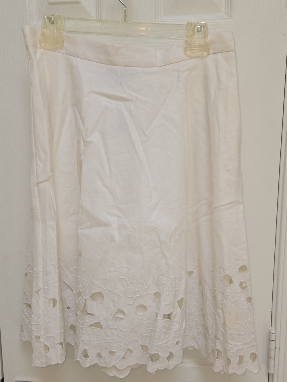 Ann Taylor White A-Line Eyelet Hem Skirt